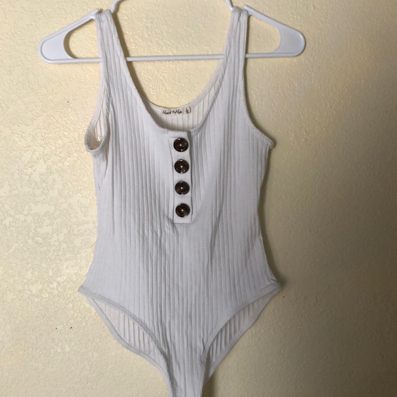 Heart & Hips Tops - Ribbed White Bodysuit